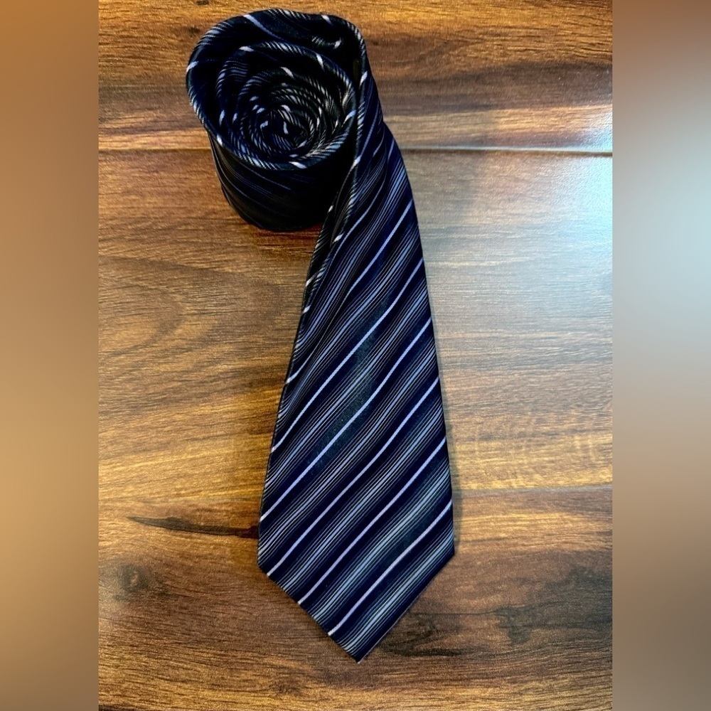BERGAMO New York Stripes on Black HandMade Repp Tie